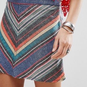 Free People Yours Truly Chevron Stripe A-Line Mini